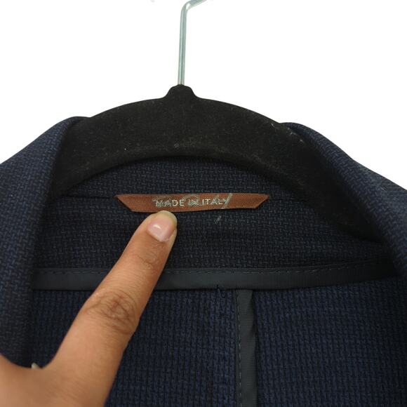 Canali Men US 48 Impeccabile Wool Blend Sports Blazer Blue Micro Check NEW FLAW - Picture 3 of 13